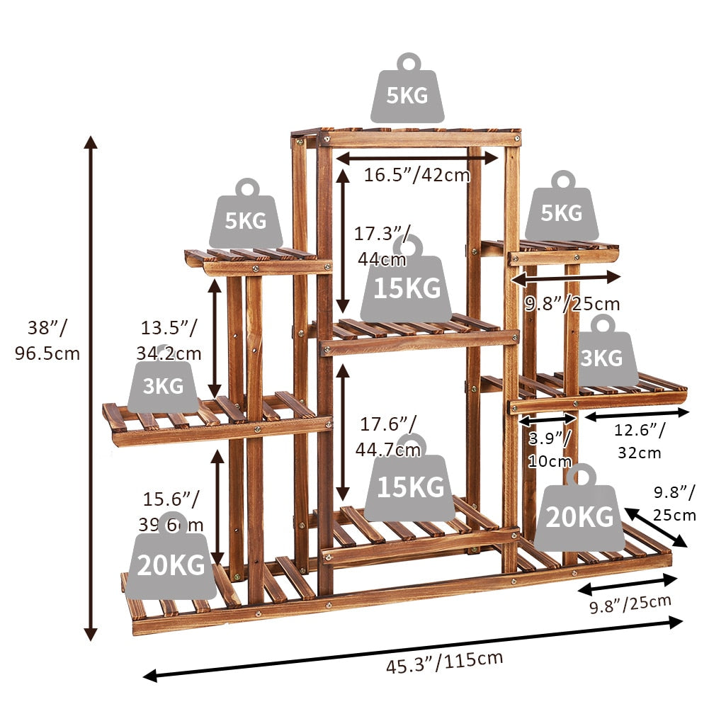 Indoor 9 Tier Wooden Plant Home Decor Stand - BIT OF THIS BIT OF THAT