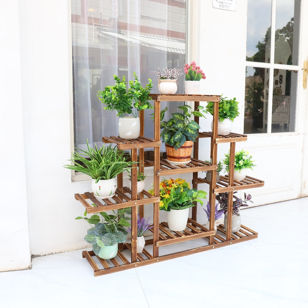 Indoor 9 Tier Wooden Plant Home Decor Stand - BIT OF THIS BIT OF THAT