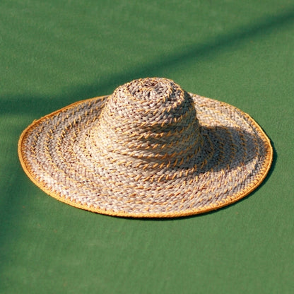 Balinese Pecatu Wide Round Straw Hat In Butter Yellow - BIT OF THIS BIT OF THAT