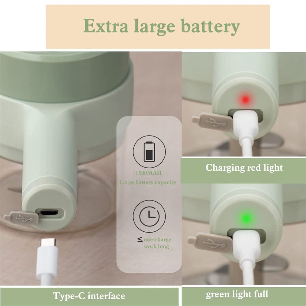 Portable Handheld 4 in 1 Electric Vegetable Slicer - BIT OF THIS BIT OF THAT