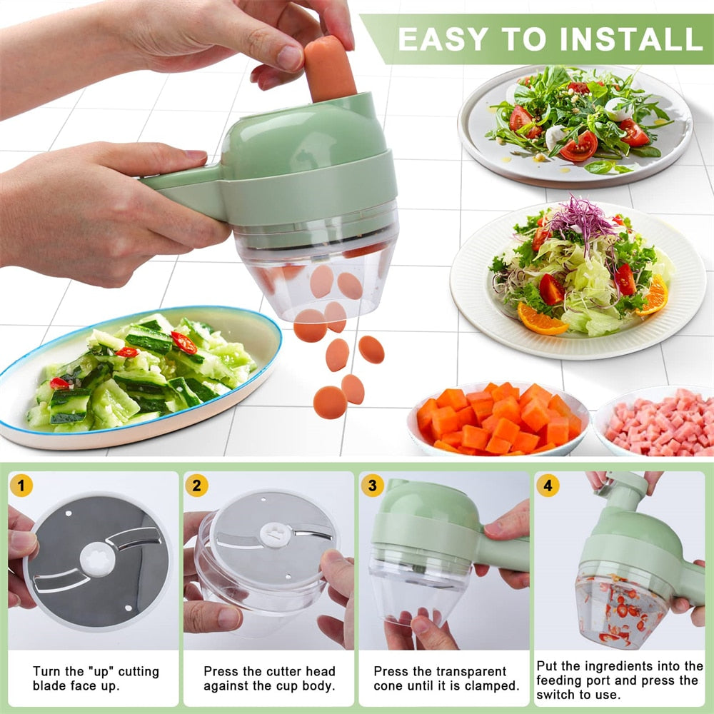 Portable Handheld 4 in 1 Electric Vegetable Slicer - BIT OF THIS BIT OF THAT