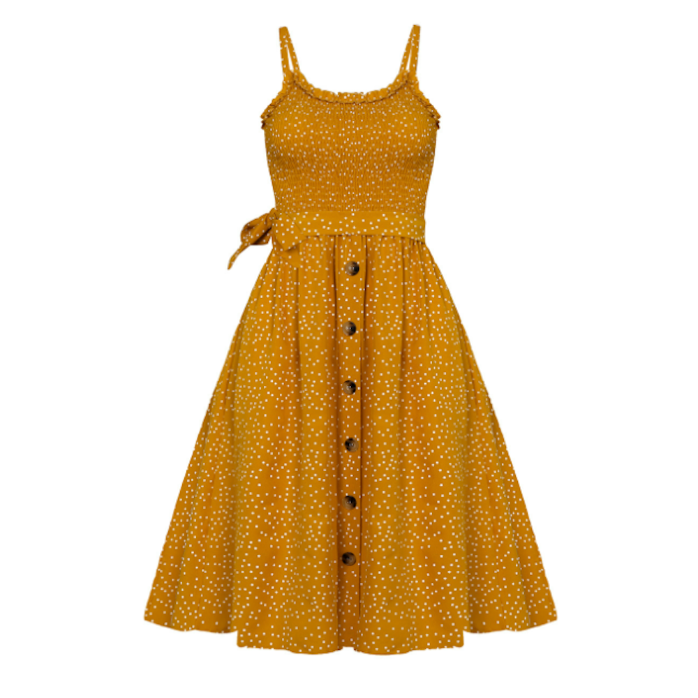 Women Spaghetti Straps Polka Dot Maxi Dress - BIT OF THIS BIT OF THAT