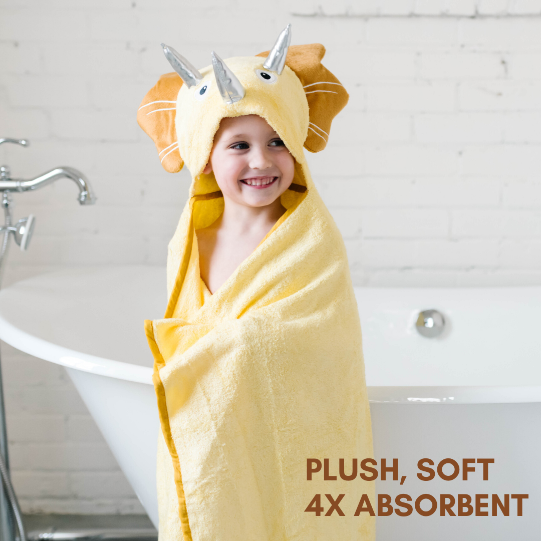 Toddler Hooded Towel Yellow Dinosaur - BIT OF THIS BIT OF THAT