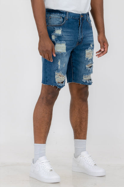 Washed Distressed Denim Shorts - BIT OF THIS BIT OF THAT