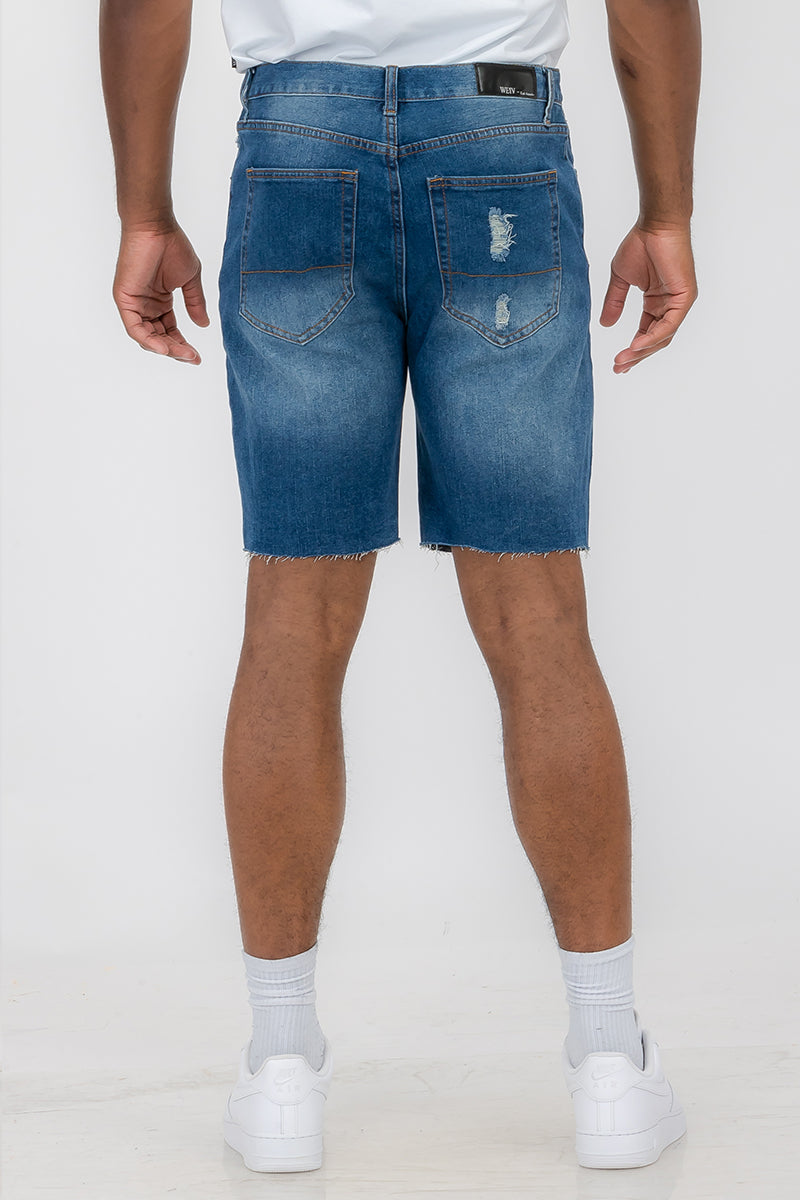 Washed Distressed Denim Shorts - BIT OF THIS BIT OF THAT