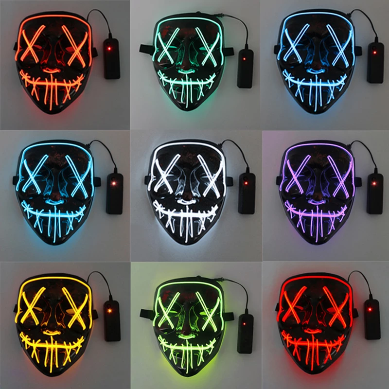 Cosplay Halloween Neon Mask Led Glow Mask - BIT OF THIS BIT OF THAT