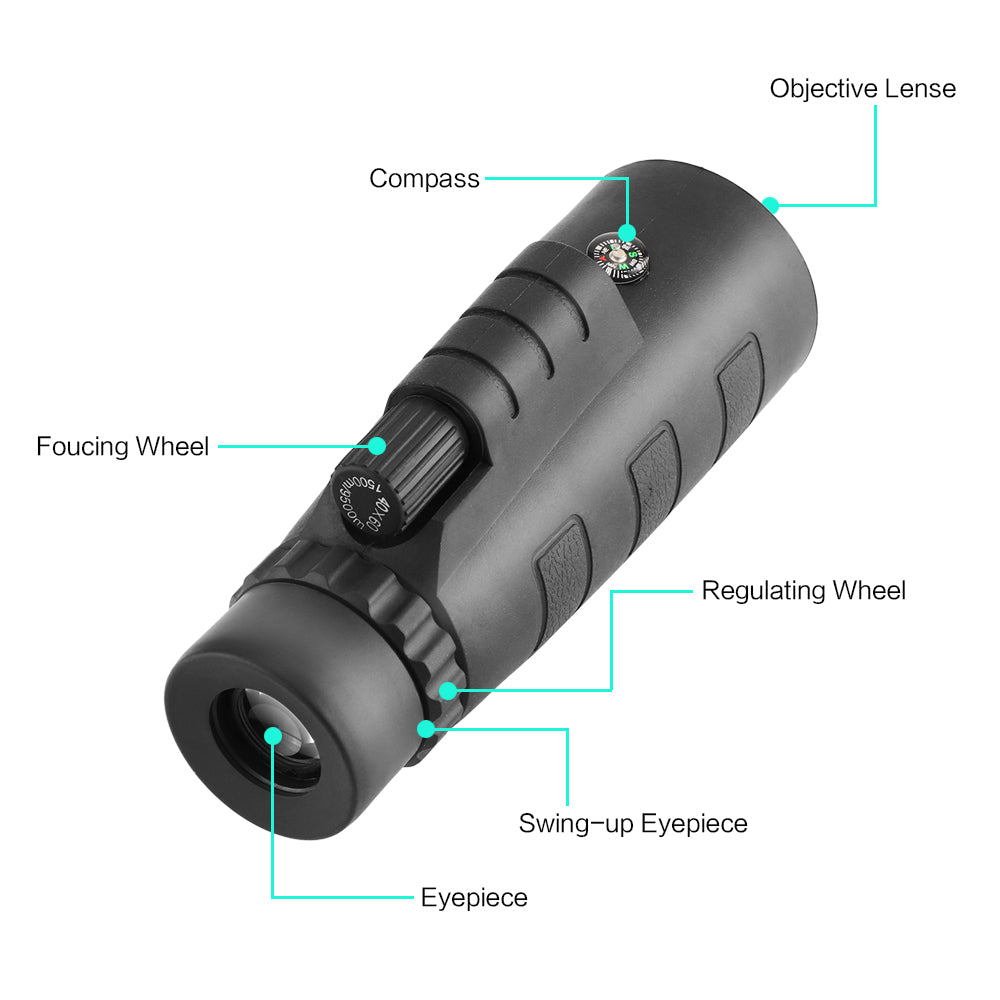 10X HD Optical Monocular Telescope with Phone Clip - BIT OF THIS BIT OF THAT