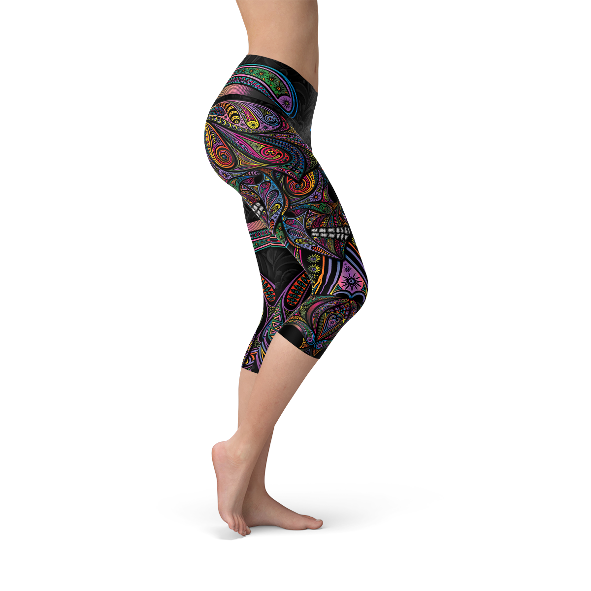 Womens Sugar Skull Capri Leggings - BIT OF THIS BIT OF THAT