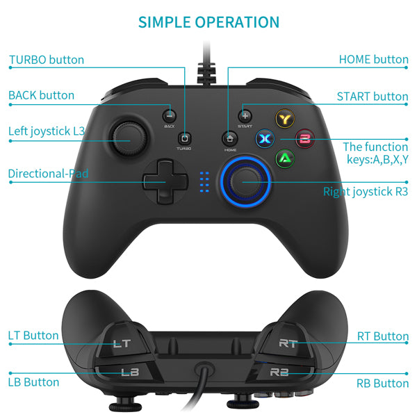 Wired Gaming Controller Joystick Gamepad with Dual-Vibration - BIT OF THIS BIT OF THAT