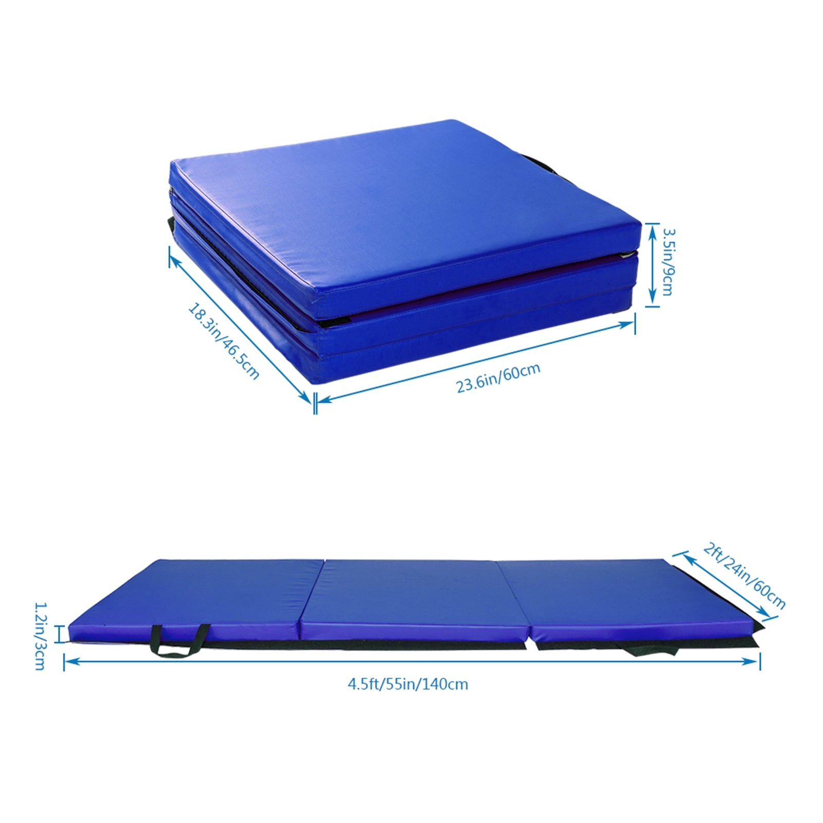 55"x24"x1.2" Tri-fold Gymnastics Yoga Mat with Hand Buckle - BIT OF THIS BIT OF THAT