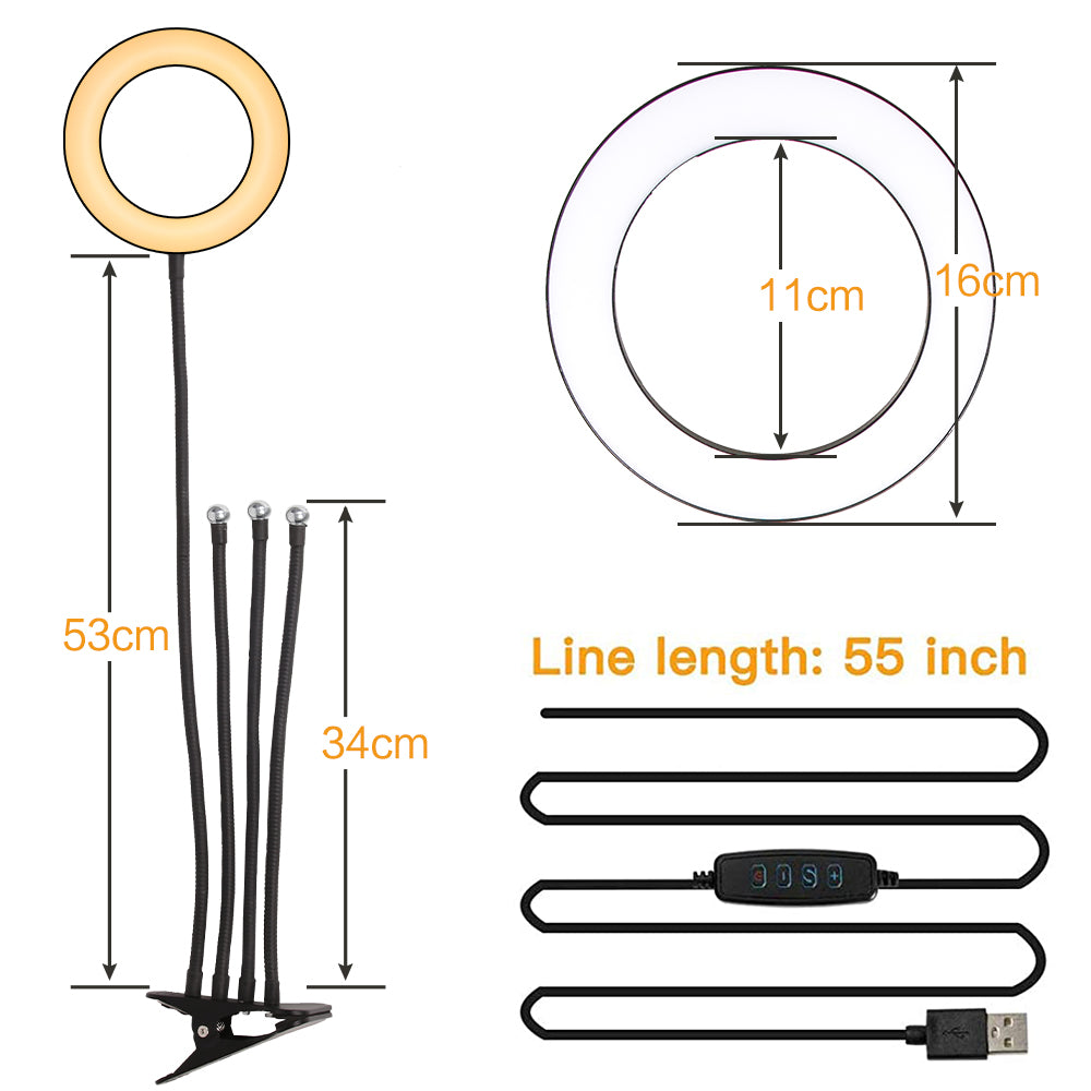 6" 4 in 1 Desktop Clip Light Set Selfie Ring Light - BIT OF THIS BIT OF THAT