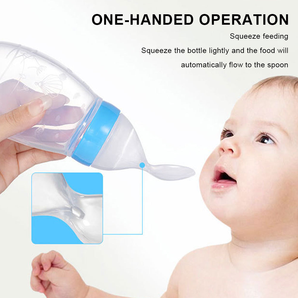 90ML Safe Newborn Baby Feeding Bottle Silicone Feeding Spoon Bottle - BIT OF THIS BIT OF THAT