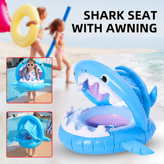 Inflatable Swimming Ring For Kids With Awning Shark Seat - BIT OF THIS BIT OF THAT