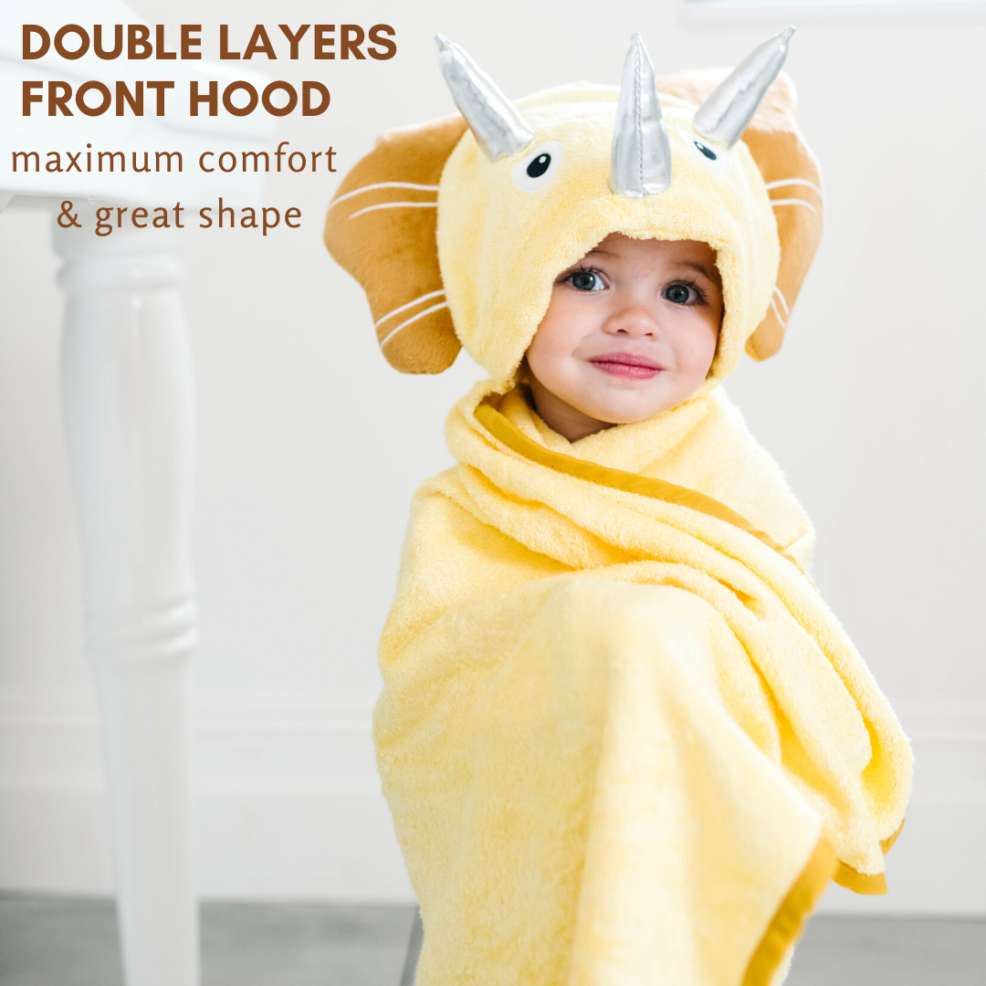 Toddler Hooded Towel Yellow Dinosaur - BIT OF THIS BIT OF THAT